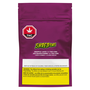 SHRED'EMS - Grapple Juice 1:1 THC:CBG Soft Chews - Indica - 4 Pack